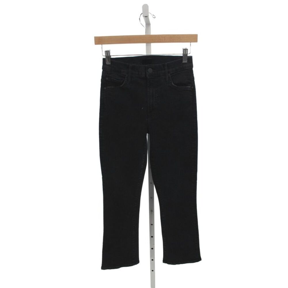 Mother Women Cropped Black Cotton Mid Rise Jeans Button Inseam 28 Size 24